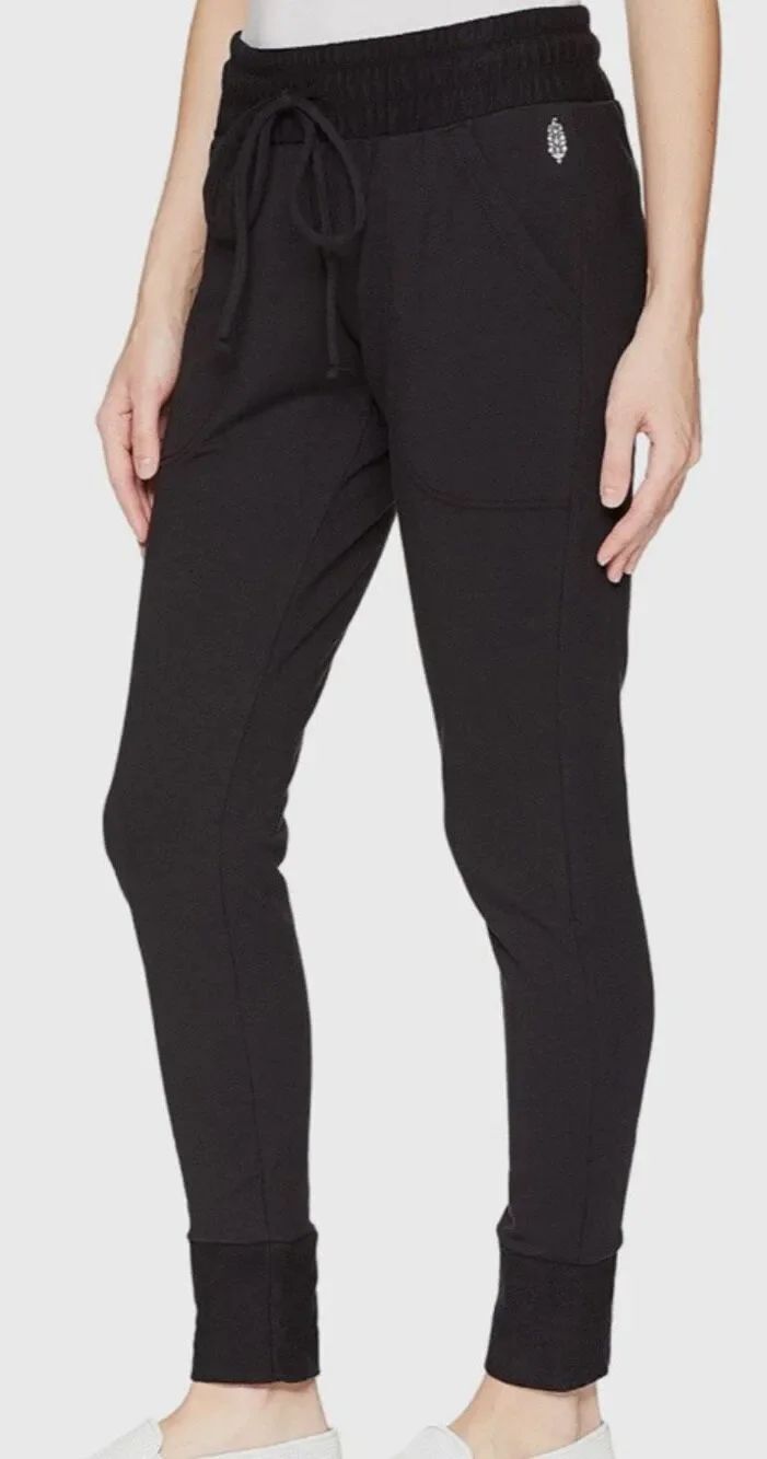 Free people Movement Sunny Skinny BLACK JOGGERS SWEATPANTS sz L